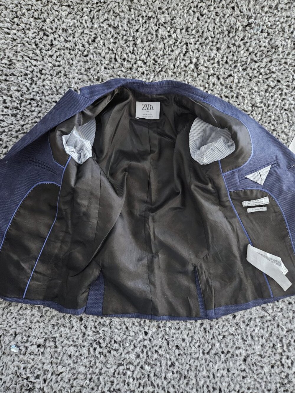 Zara Boys Classic Navy Blue Blazer Size 7 Youth S M Pinstripe Tailored Formal - Picture 5 of 14